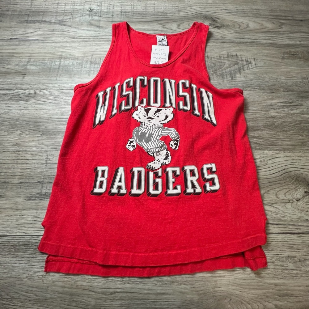 Galt Sand Wisconsin Badgers Tank Top Womens‎ Medium Red Vintage 90s Bucky USA
